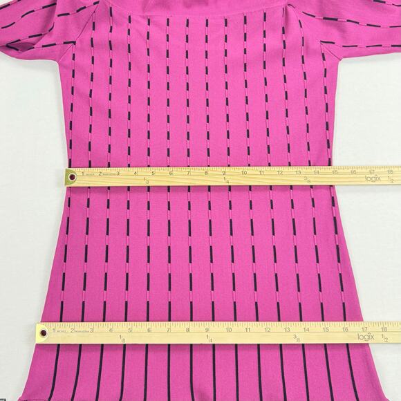 Prabal Gurung Womens Stripe Off The Shoulder Knit Dress Size 6 Raspberry - Picture 13 of 15